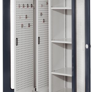 ®RasterPlan kasten met uittrekbare perfopanelen en zichtvensterdeuren, model 80 antraciet