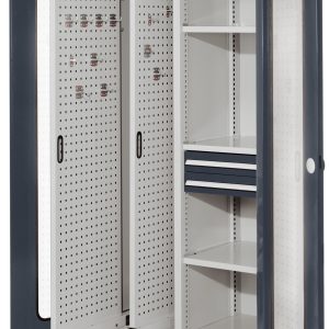 ®RasterPlan kasten met uittrekbare perfopanelen en zichtvensterdeuren, model 81 antraciet