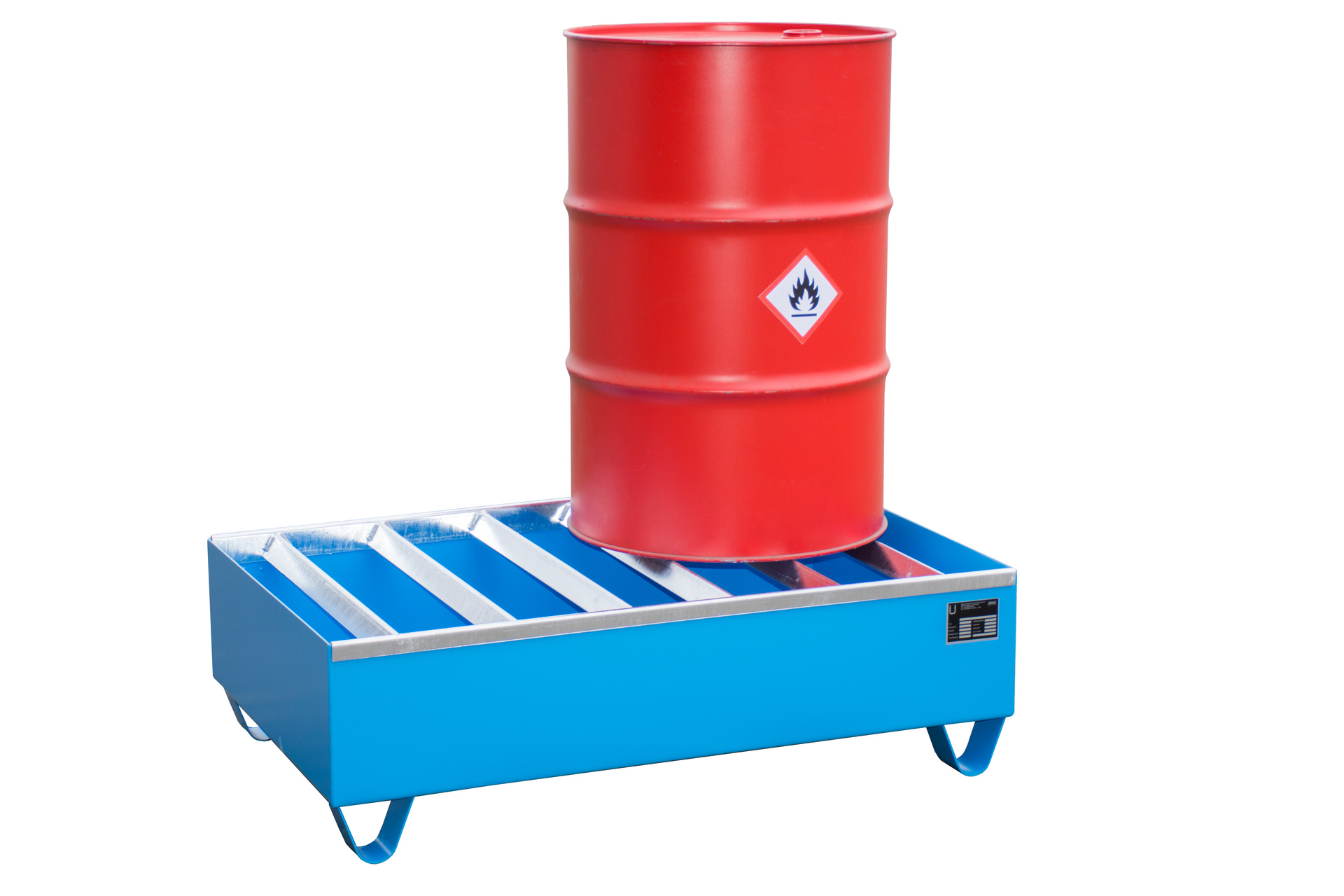 PW 200-2-5012 profielopvangbak met vat, ral 5012